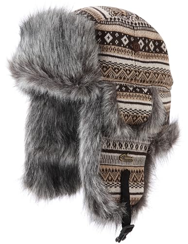 Screamer Alyeska Trapper has Nordic Inspired Designs and a Faux Fur Lining - Brown/Mocha