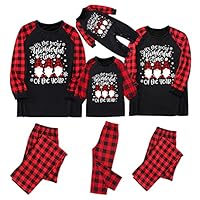 Family Christmas Pajamas Set Gnome Buffalo Plaid Print Long Sleeve Holiday Xmas Pjs Matching Sets XXL Black