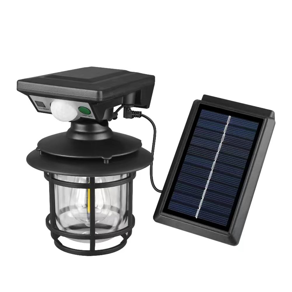 Vjsujehgy Outdoor Waterproof Solar Wall Lanterns Motion Sensor Fence Light with 3 Modes Exterior Wall Light JD-1578A