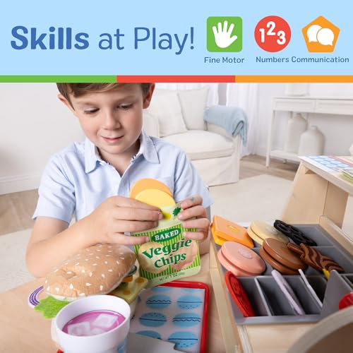 image for Melissa & Doug Slice-Stack-Serve, Wooden Sandwich Counter Pretend Play