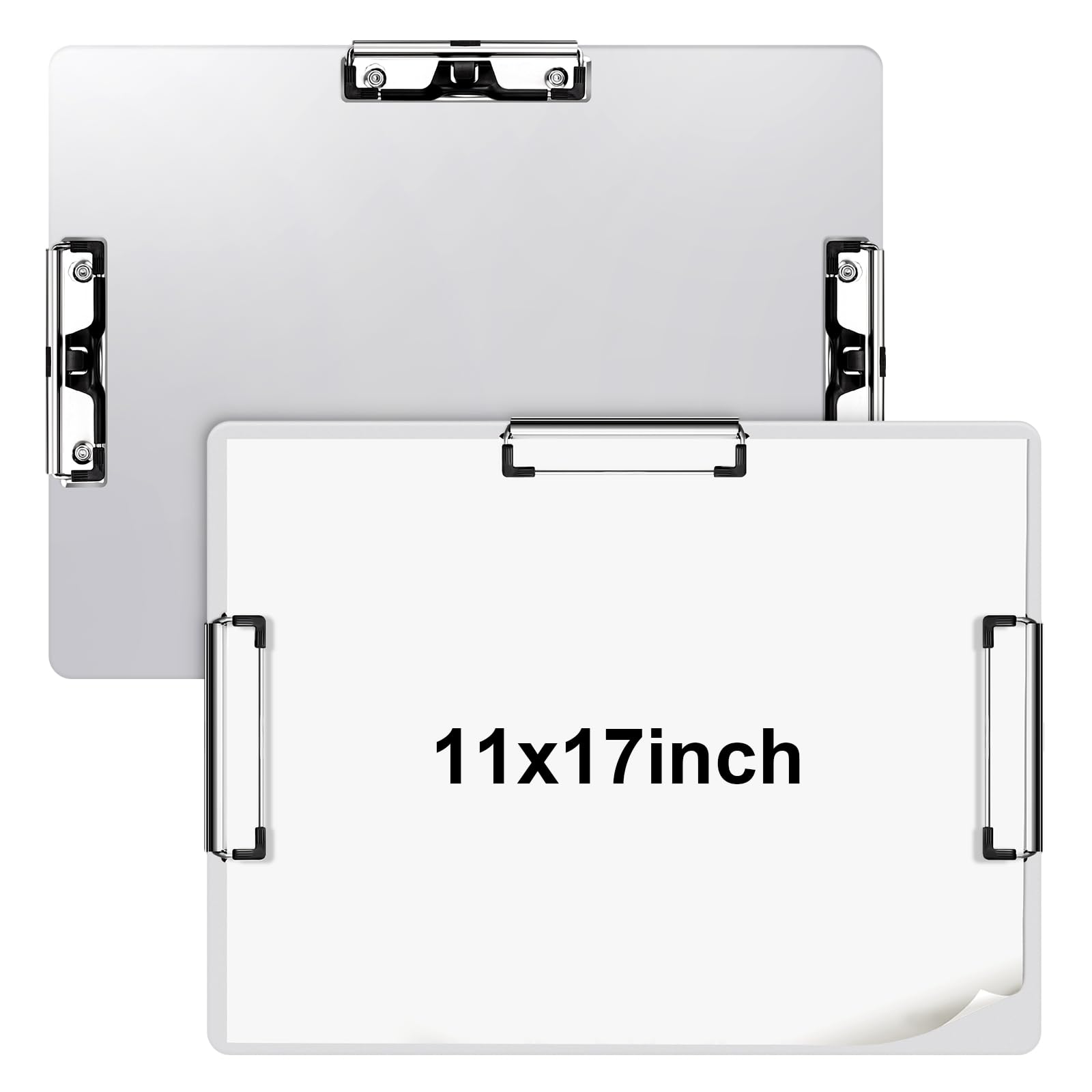 Tenceur Klemmbrett mit drei Clips, 28,9 x 43,2 cm, robust, extra groß, horizontales Klemmbrett, 28,9 x 43,2 cm, Zeichen-Klemmbrett für Schule, Büro, Zuhause, Studenten, Lehrer, Zubehör (Aluminium), 2