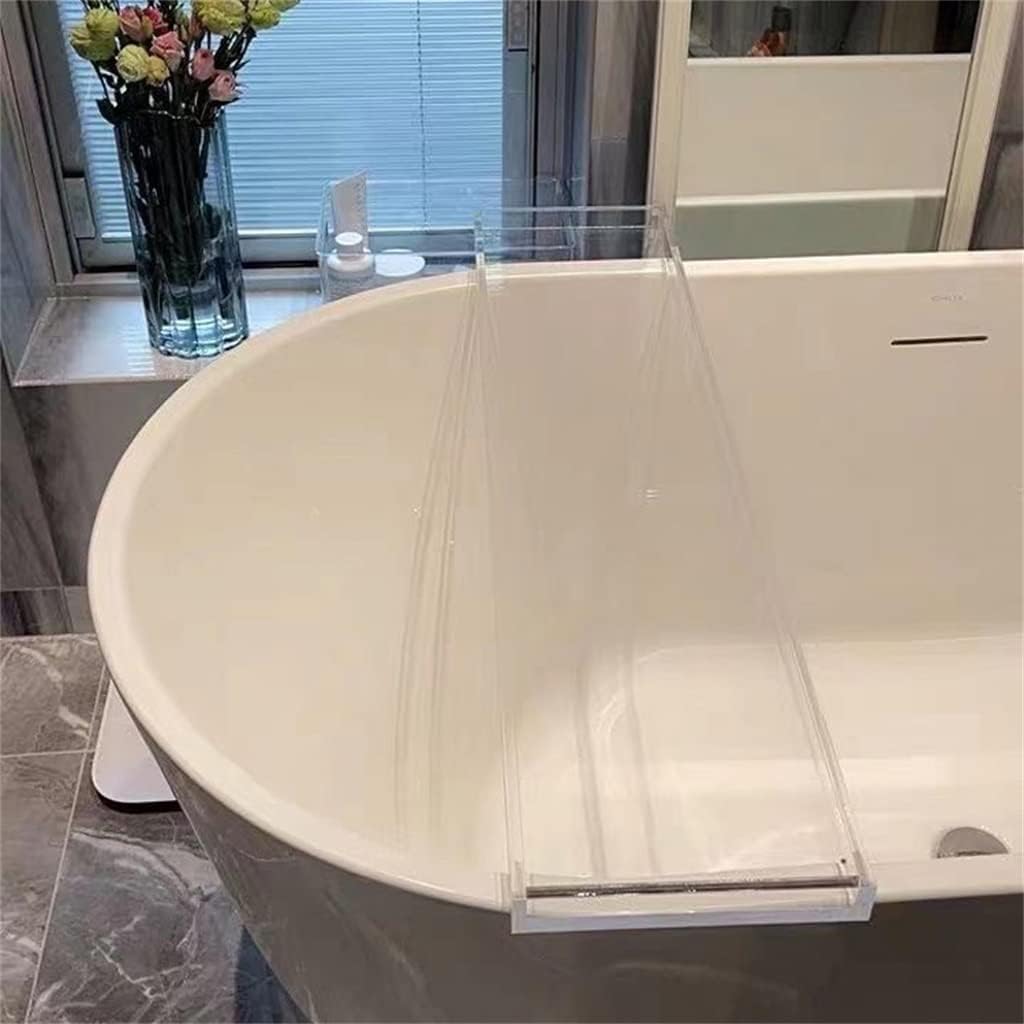 Acrylic Transparent Rack Bathroom Bathtub Partition Bath Mobile Phone Storage Tray(76 * 20 * 3cm)