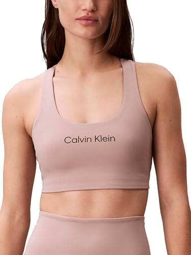 Calvin Klein Women's Performance Logo Medium Impact Sports Bra - Small - Sphinx