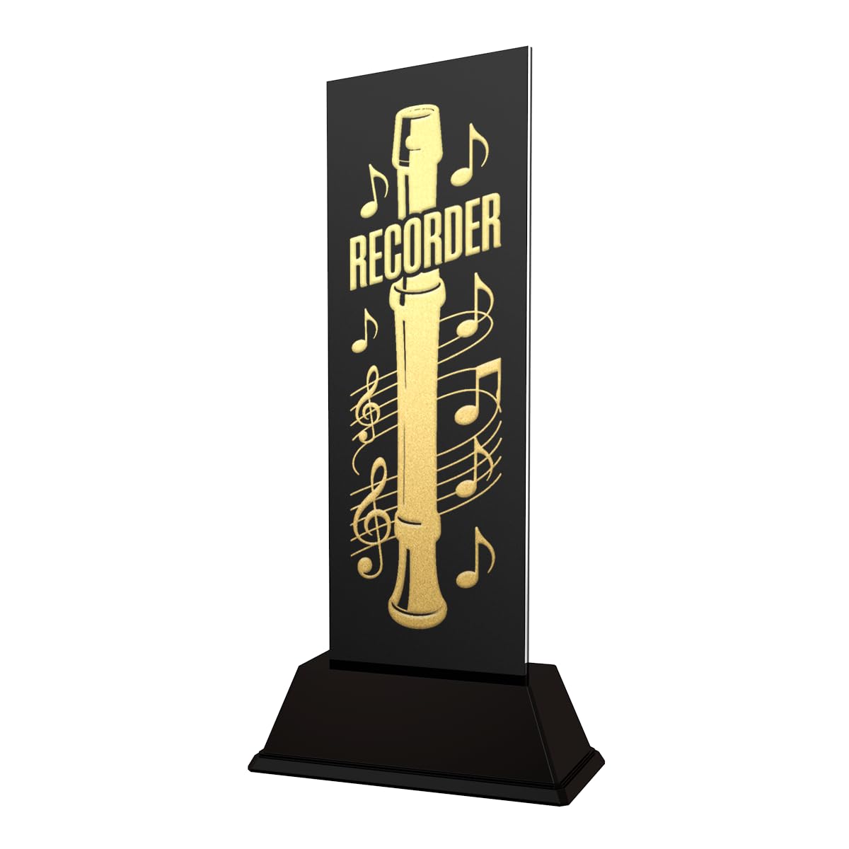 Trophy Monster Shadowline Recorder Instrument Trophy – Premium Metal and Acrylic Award – Gold Silver or Bronze – Engraving Included – Multiple Sizes