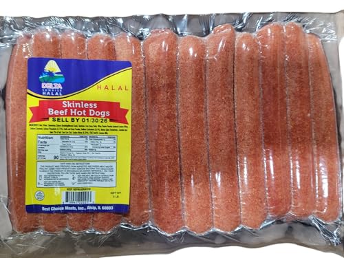 Delta Sunrise American Halal Beef Hot Dogs, Skinless, 2 Count of 5 lb Each, Frozen Bulk Pack Bulk, Bold Beef Flavor with Smooth Texture, Gourmet Halal Hot Dogs for Grilling, Upscale Comfort Food