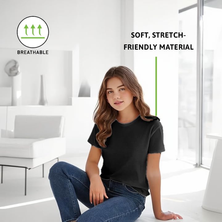 Girls Short Sleeve Crewneck T-Shirt, Summer Casual Top, Ages 1-13 Years3