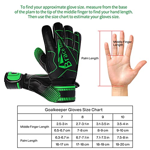Goalie Gloves For Youth & Adult, Goalkeeper Gloves Kids With Finger Support, Black Latex Soccer Gloves For Men And Women, Junior Keeper Football Gloves For Training And Match, Size 8 #TOP4