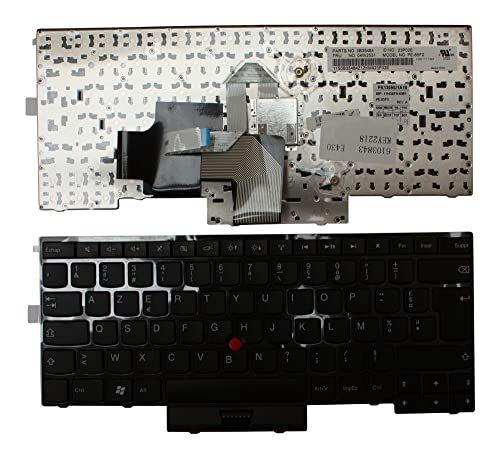 Power4Laptops Francuski Ze wskaznikiem czarny polysk ramy czerni Wymiana klawiatury laptopa. kompatybilny z Lenovo 0B35484