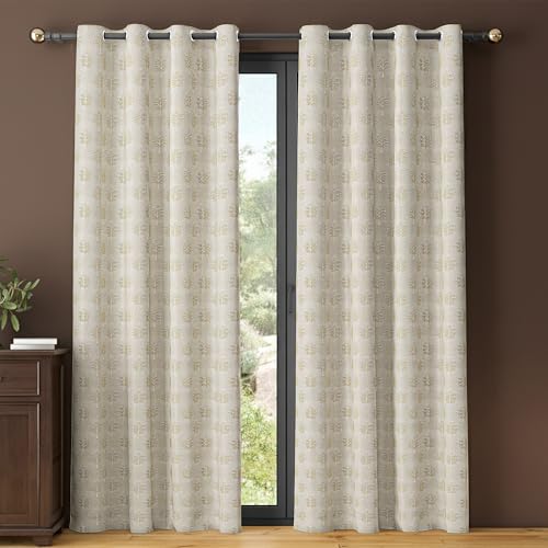 Image of Yellow Weaves 1 Pc Jacquard Tree Eyelet Long Door Curtain - Perfect for Home, Office, Bedroom, Living Room & Balcony - 7 Feet (Golden)