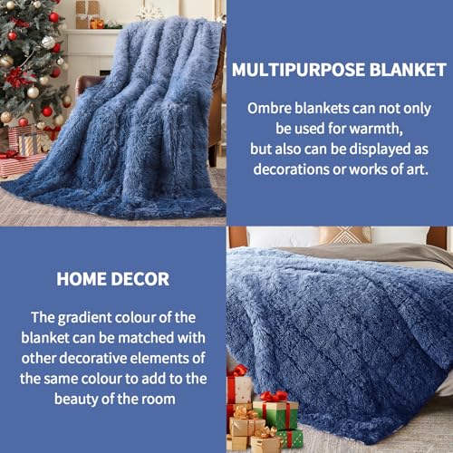 Image of yescool Weighted Blanket for Adults (15 lbs, 60 inch x 80 inch, Midnight Blue) Heavy Blanket for Sleeping Perfect for 140-160 lbs, Queen Size Faux Fur Blanket with Premium Glass Bead, Machine Washable