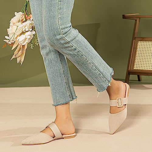 Image of Pointed Toe Mules for Women Flats,Slip On Mules Backless,Wide Width Mules,Mule Slides Flats Sandals