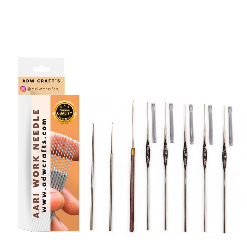Complete Needle Set – 8-Piece Combo for Beads, Zardoshi, Aari & Thread Embroidery – Tulip Sizes 12, 13, 14, 23, 24 with Aari, Beads, Zardoshi & Thread Needles – Premium Craft Kit for Professional & DIY Use