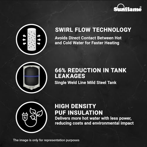 Image of Sunflame Rolig DG Geyser 15 Litre Water Heater for Home | Digital Display | BEE 5 Star Rating | Vitreous Enamel Tank Coating | Free PAN India Installation & Flexi Pipes | White