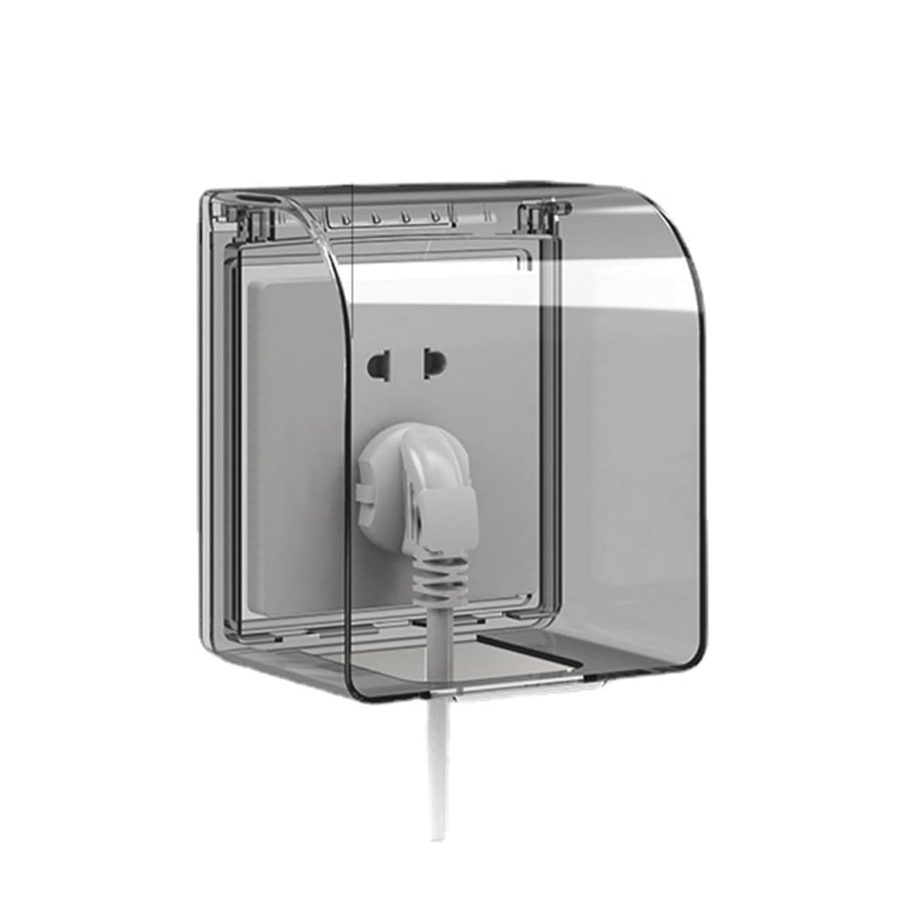 Wall Mounted Power Socket Cover, Clear Acrylic Protective Case, 108x122x73mm, Self-Adhesive Installation, Waterproof Outlet Shield (1, light red, regular)-image-21