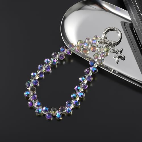 richginker Sparkling Beaded Phone Wrist Strap with Box, D-Light Purple - image 6