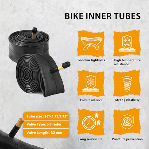 MOHEGIA 26x1.95 Mountain Tires Set with Tubes & Levers, 2 Pack - image 6