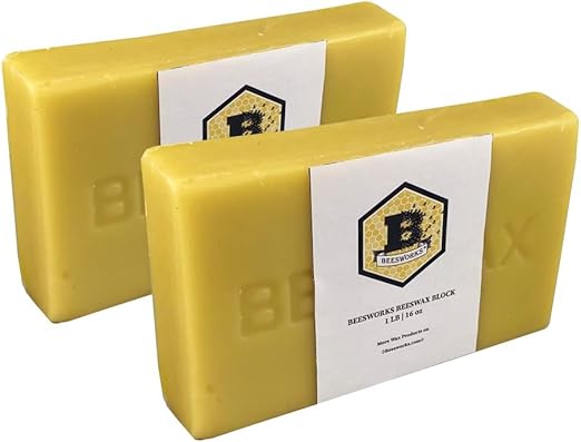 Beesworks Yellow Beeswax Bars (2 lbs) | 100% Pure, Cosmetic Grade, Triple-Filtered Beeswax for DIY Skin Care, Lip Balm, Lotion and Candle Making (1 lb Bars - Pack of 2)