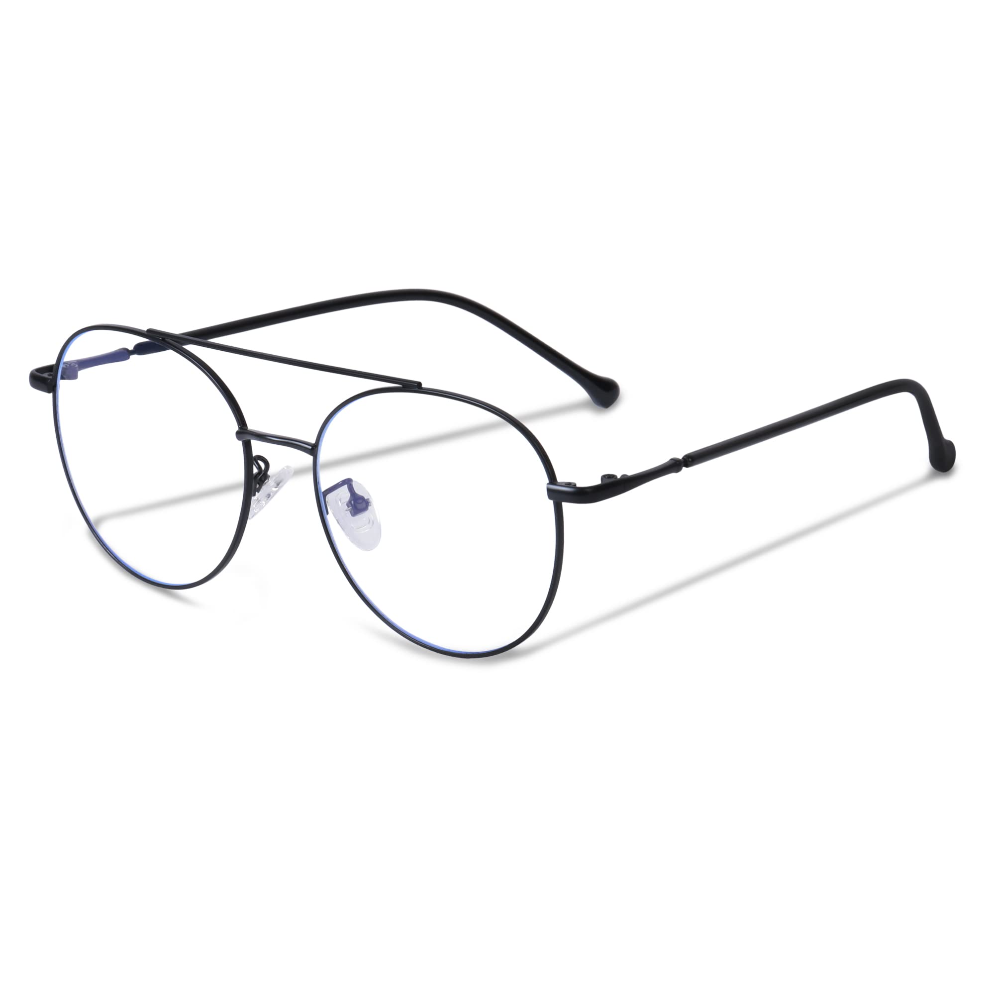 DESEOXAviator Computer Glasses Men Blue Light Blocking Glasses Round Alloy Metal Ultra Light Frame UV Anti Bluecut Ray Block Computer Gaming Eyeglasses Clear Lens Eyewear