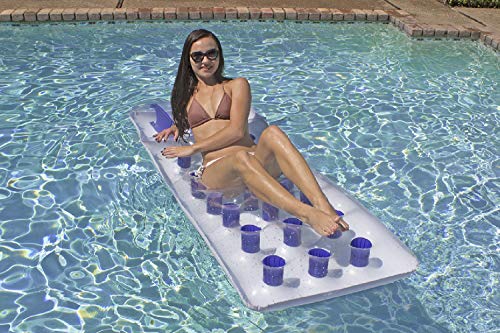 Image of Poolmaster Classic French Pocket Inflatable Swimming Pool Mattress Float for Adults, Blue