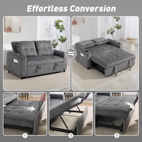 HOMCOM Corduroy 2-Seater Sofa Bed Click-Clack