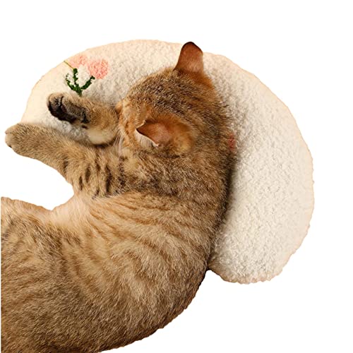 A/A Halbes Krapfen-Katzen-und Hundekissen, Haustierbett für Kleine Hunde - Weiches, Flauschiges Kissen, Strapazierfähiger Stoff, Maschinenwaschbar