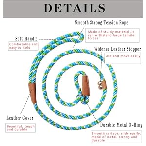 6 FT Slip Leads for Dogs No Pull Dog Training Leash Slip Leash Dog Lead Strong Dog Loop Leashes Colorful Braided Rope Dog Leashes Comfortable Dog Lead for Small Medium Dogs (Blue, 0.95CM)