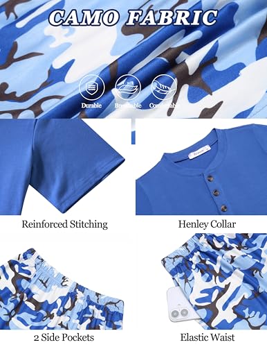Image of Arshiner Boy's Textured Button Up Shirt and Shorts Set 2 Piece Summer Beach Outfit for 5~12 Years Kids