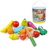 13 Stücke, Erdbeer, Banane, Mandarine, Orange, Kalebasse, Aubergine, Fisch, Karotte, Mango, Tomaten, Gemüse, Küchenmesser und Schneidebrett