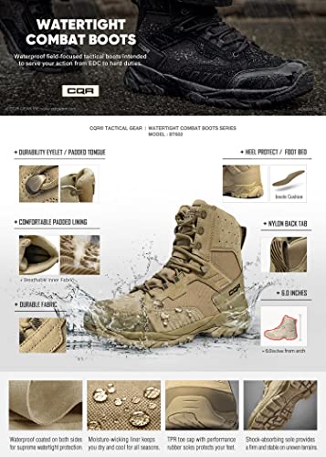 CQR Men's Military Tactical Boots, Lightweight 6 Inches Hiking Combat Boot Durable Breathable Outdoor Work Motorcycle Footwear4