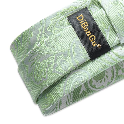 Image of DiBanGu Silk Ties for Men Necktie and Lapel Pin Brooch Set Formal Woven Paisley Plaid Striped Solid Tie Wedding Party