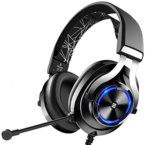 2021 Gaming-Headset PC-Headset mit komfortablen Ohrenschützern Geräuschunterdrückendes Mikrofon und RGB-Licht, Over-Ear-Kopfhörer Kompatibel