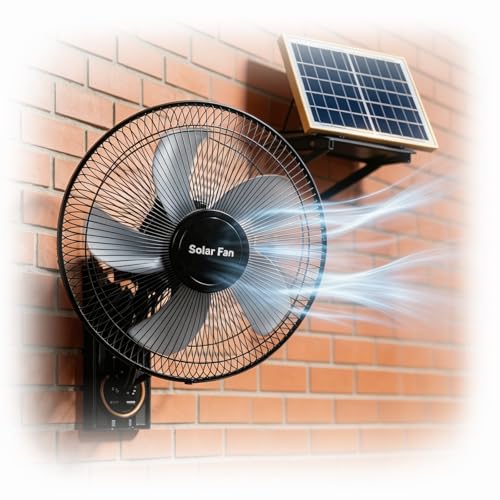 16 Solar Barn Fan for Chicken Coop and Greenhouse, Exhaust Wall Mount Fan with Remote, 16ft Extension Cable AC-Solar Dual Power, 90° Oscillating Waterproof Garage Cooling System
