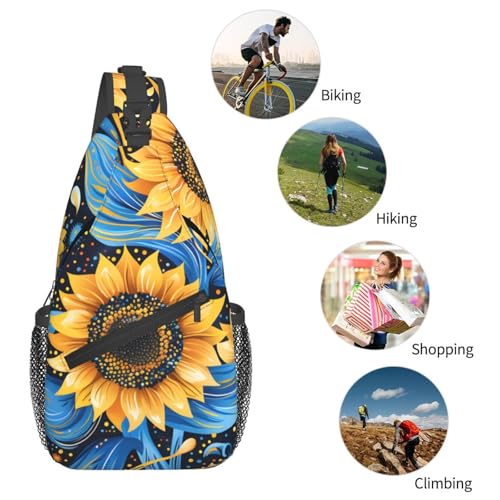 Bolso cruzado con patrón de girasol artístico para mujeres y hombres miniatura 6