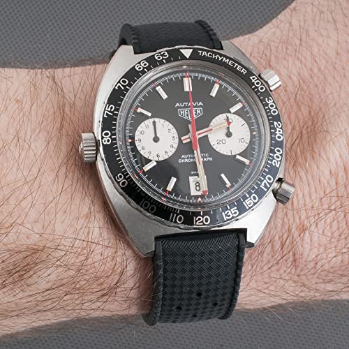 Straphabit Quick Release Tropical Style Fkm Rubber Watch Strap Band 20Mm 22Mm (22Mm, Black) #TOP3