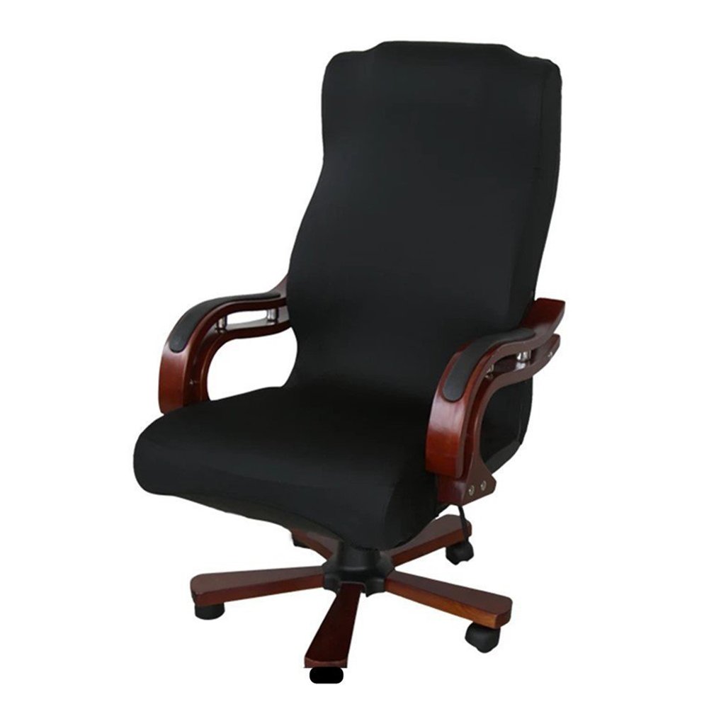 ELEOPTION Office Chair Seat Cover Stretch High Back Large Size, Universal Chair Cover for Computer Chair Executive Chair Rotating Swivel Chair Boss Chair Slipcovers Modern Style (Large, Black)