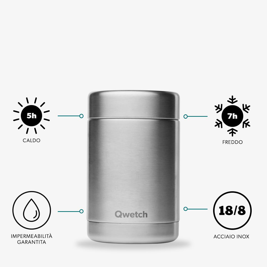 QWETCH - Contenitore Termico per Alimenti Caldi (Acciaio inox, 340 ml)