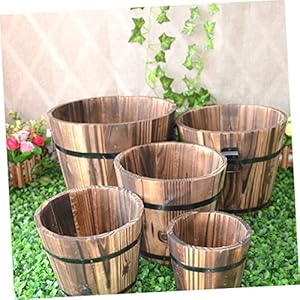 3Pcs Wooden Barrel Pot Rustic Succulent Planters for Decor Wooden Bucket Planters for Indoor and Outdoor Use 3Pcs Wooden Barrel Pot Rustic Succulent Planters for Decor Wooden Bucket Planters for Indoor and Outdoor Use