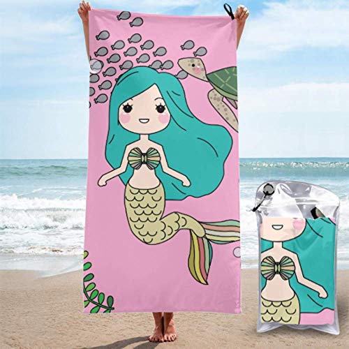 Toalla de camping de secado rápido Linda Sirenita con animales marinos Toalla de playa para...