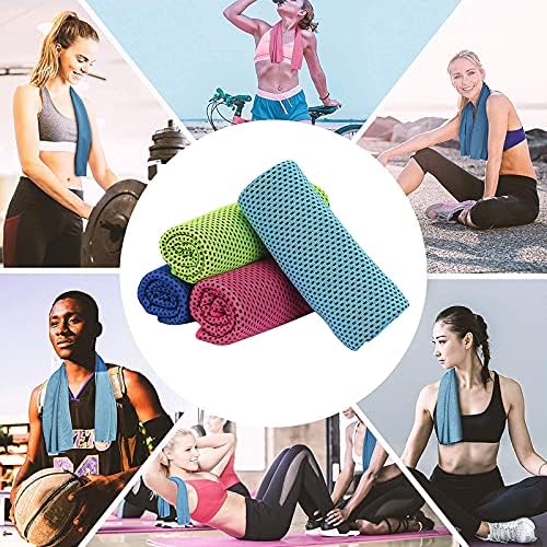 DKINY Cooling Towels 4 Pack Ice Cool Towel Cold Towel Chilly Towels for Neck Quick Dry Soft Breathable Sweat Towel for Gym Sports Golf Yoga Hiking Running Workout Men Women