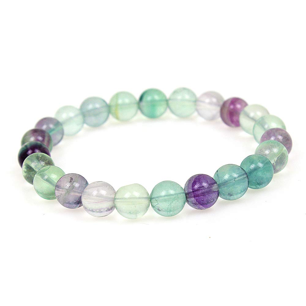 MJDCB8mm Natural Colorful Fluorite Beads Bracelet Healing Crystals Bracelets