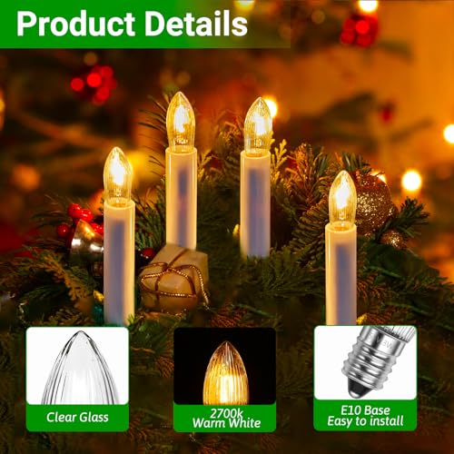SCNNC Candle Light Bulbs E10 55V 3W, Candle Arch Bridge Bulb Replacement Warm White 2700K - Image 3
