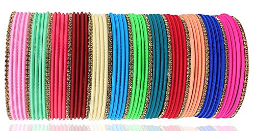 Image of NMII Non-Precious Metal with Base Metal Spreads with Zari Glossy Finished Premium Traditional Bridal Chuda Bangle set for Women and Girls