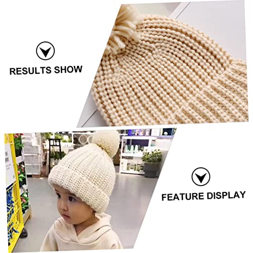 1Pc Thickened Knitted Warm Hat for Boy Girl Chic Candy Color Beanie Comfortable Cap for Boys for Cold Weather and Photography Beige3