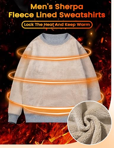 MAGCOMSEN Men's Sherpa Lined Sweatshirts Fleece Pullover Basic Tops Warm Crewneck Winter Sweatshirt2