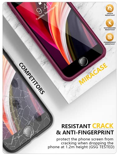 Image of Miracase iPhone SE Case 2020 2022 / iPhone 8 Case with Built-in Glass Screen Protector, iPhone SE Phone Case 3rd Generation / 2nd Gen Slim, Full-Body Protective Cover for SE /8, Plum