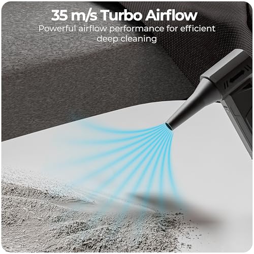 Image of Zebronics AIRGUN 700 Handheld High Speed Air Duster, Upto 60mins Runtime, 100000 RPM Motor, 35m /s Airflow, 4 Speed Modes, 4000mAh Battery, Digital Display, LED Light, Precision Nozzles, Compact Design