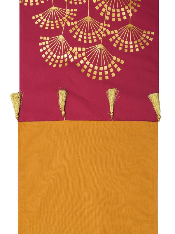 Image of Blanc 9 Dainty Home & Kitchen Pure Cotton Printed 4 /6 Seater Table Runner|(33x182) cm