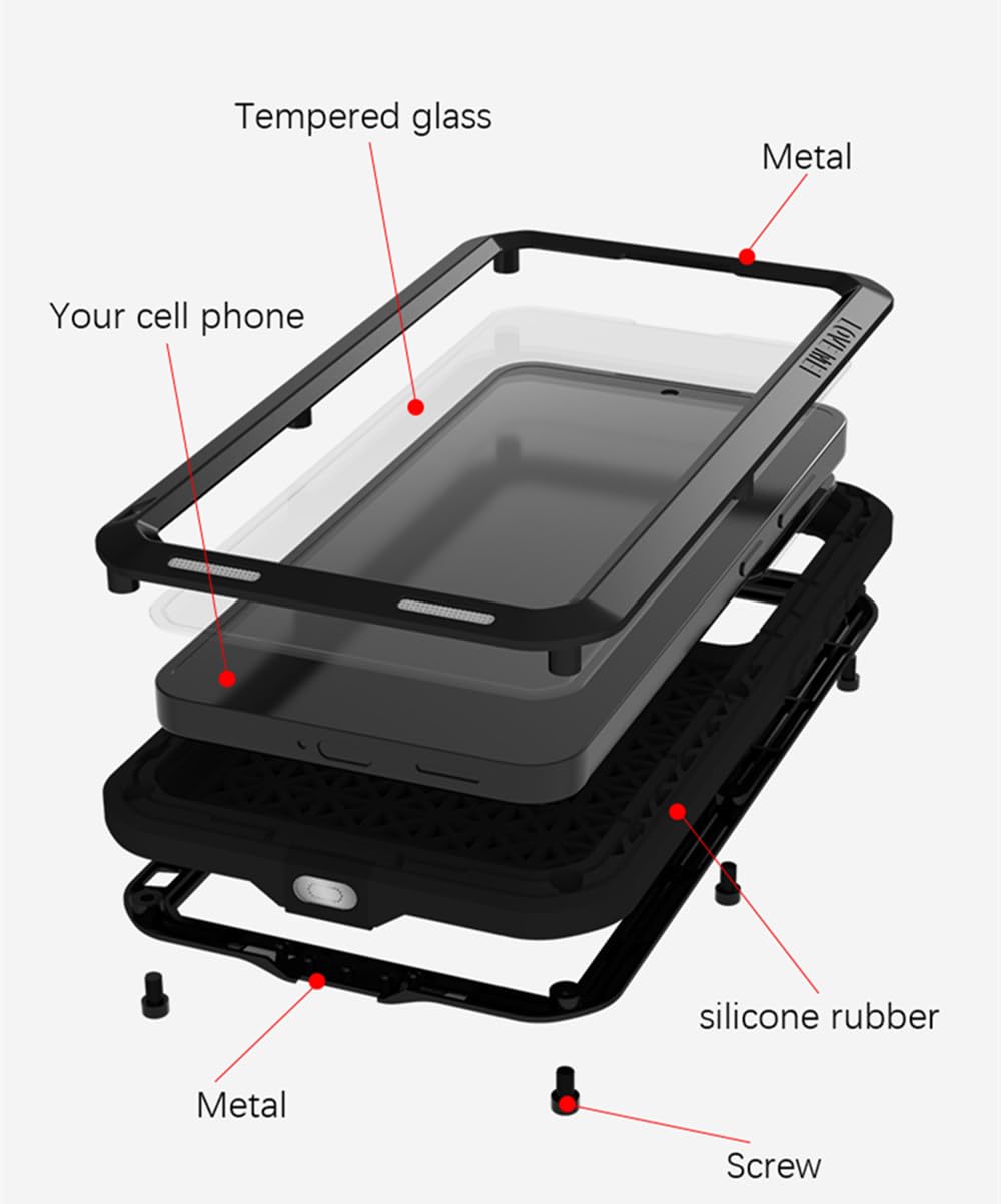 LOVE MEI Compatibile con Samsung Galaxy S25 Plus, sport all'aria aperta, militare, resistente, antiurto, antipolvere, ibrido, in alluminio + silicone + vetro temperato (verde)