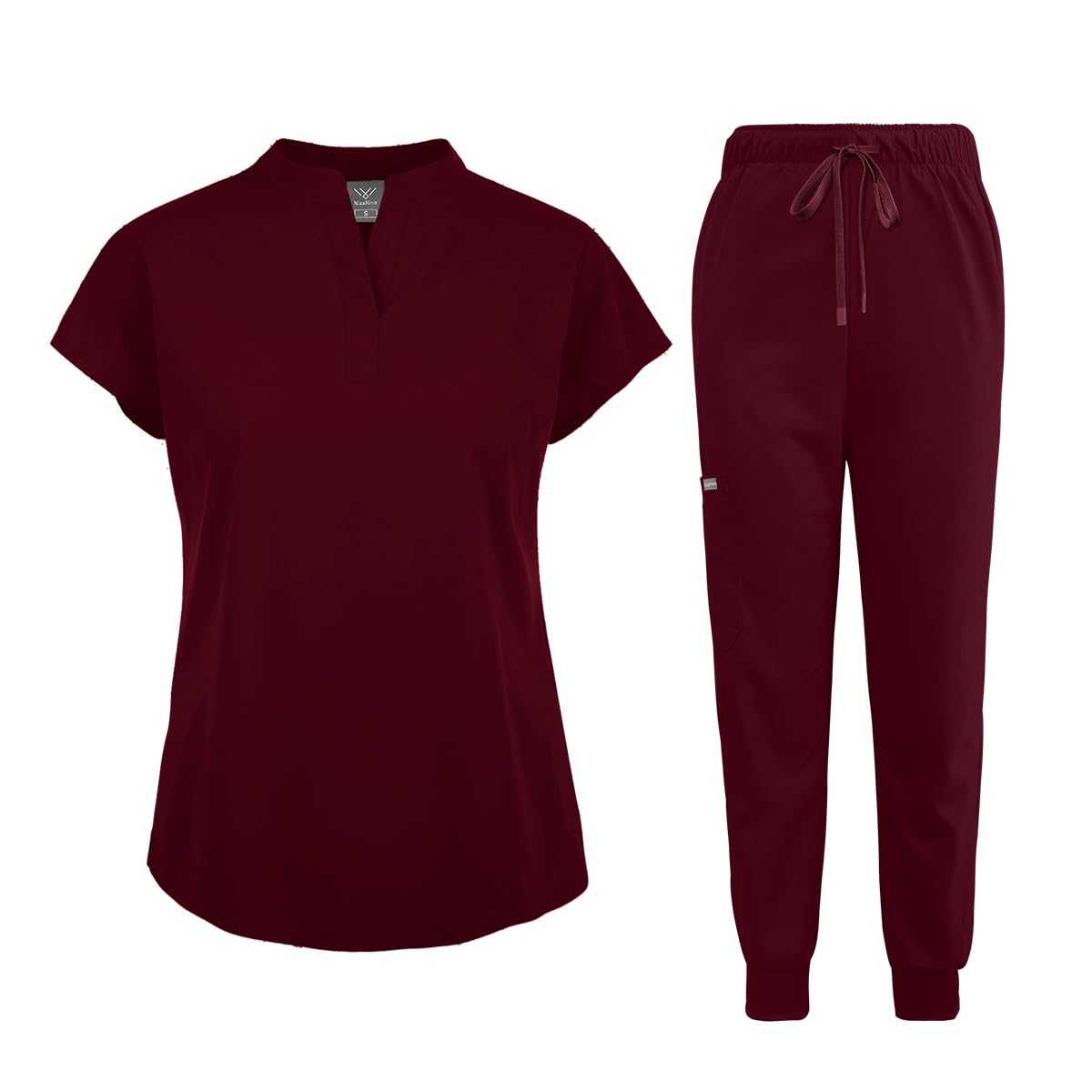 niaahinn Schlupfkasack für Damen, Krankenschwesteruniform, Jogginganzug, Stretch-Top und Hose mit mehreren Taschen, für Krankenschwestern, Ärzte, Ästhetiker, Arbeitskleidung (Rot, Größe M)