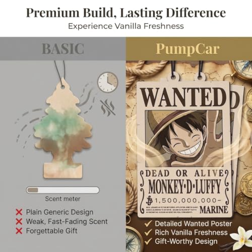 Image of PumpCar 2 pieces Wanted Luffy double-sided hanging Japanese anime cherry-scented One Piece car air freshener for rearview mirror Car Interior Accessories Household Gifts Cool Household Gifts